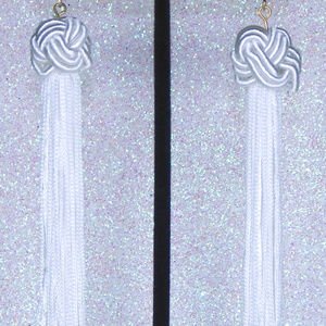 Dangle white glossy embroidery thread tassles
